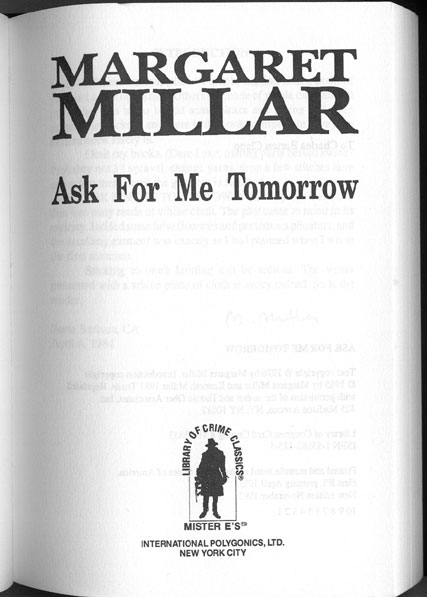 Title page of: Ask for me tomorror. New York : International Polygonics, 1991